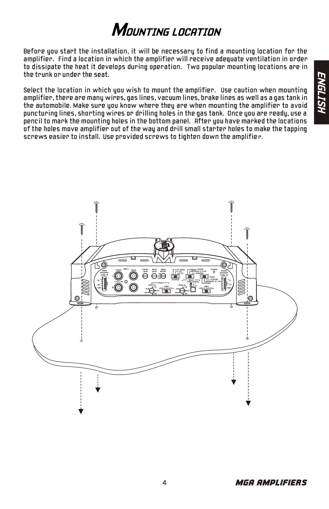 Bazooka MGA4150 manual Mounting Location 