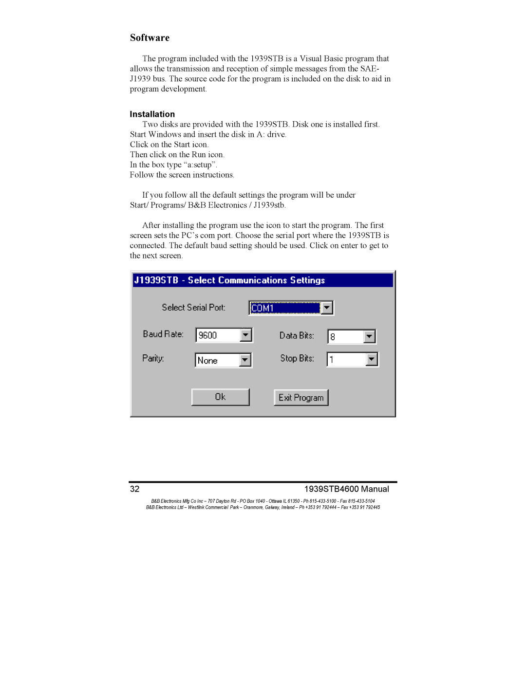 B&B Electronics 1939STB manual Software, Installation 