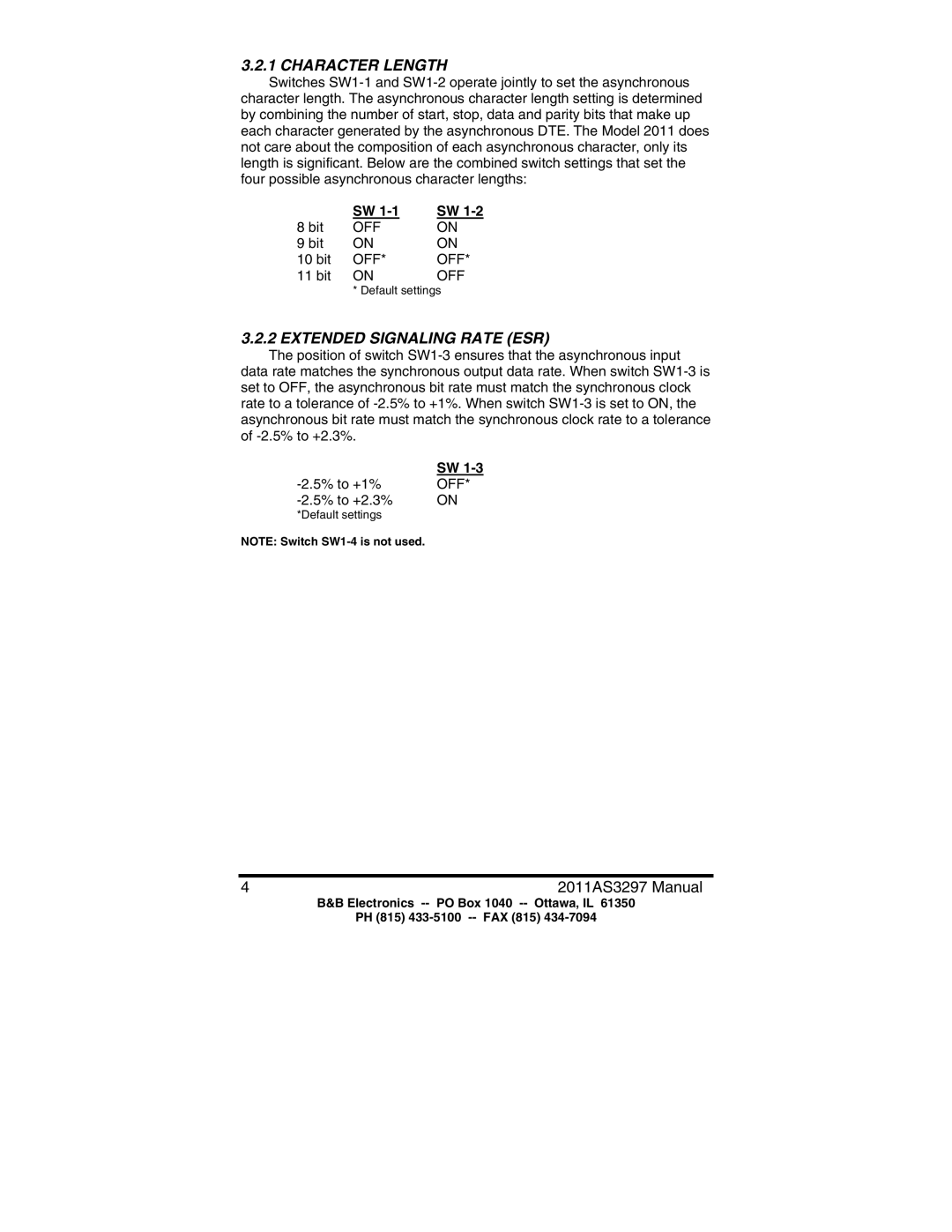 B&B Electronics 2011 manual Character Length 