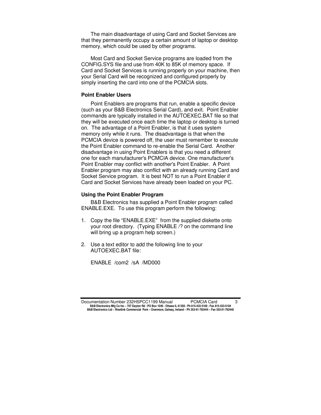 B&B Electronics 232HSPCC manual Point Enabler Users, Using the Point Enabler Program 