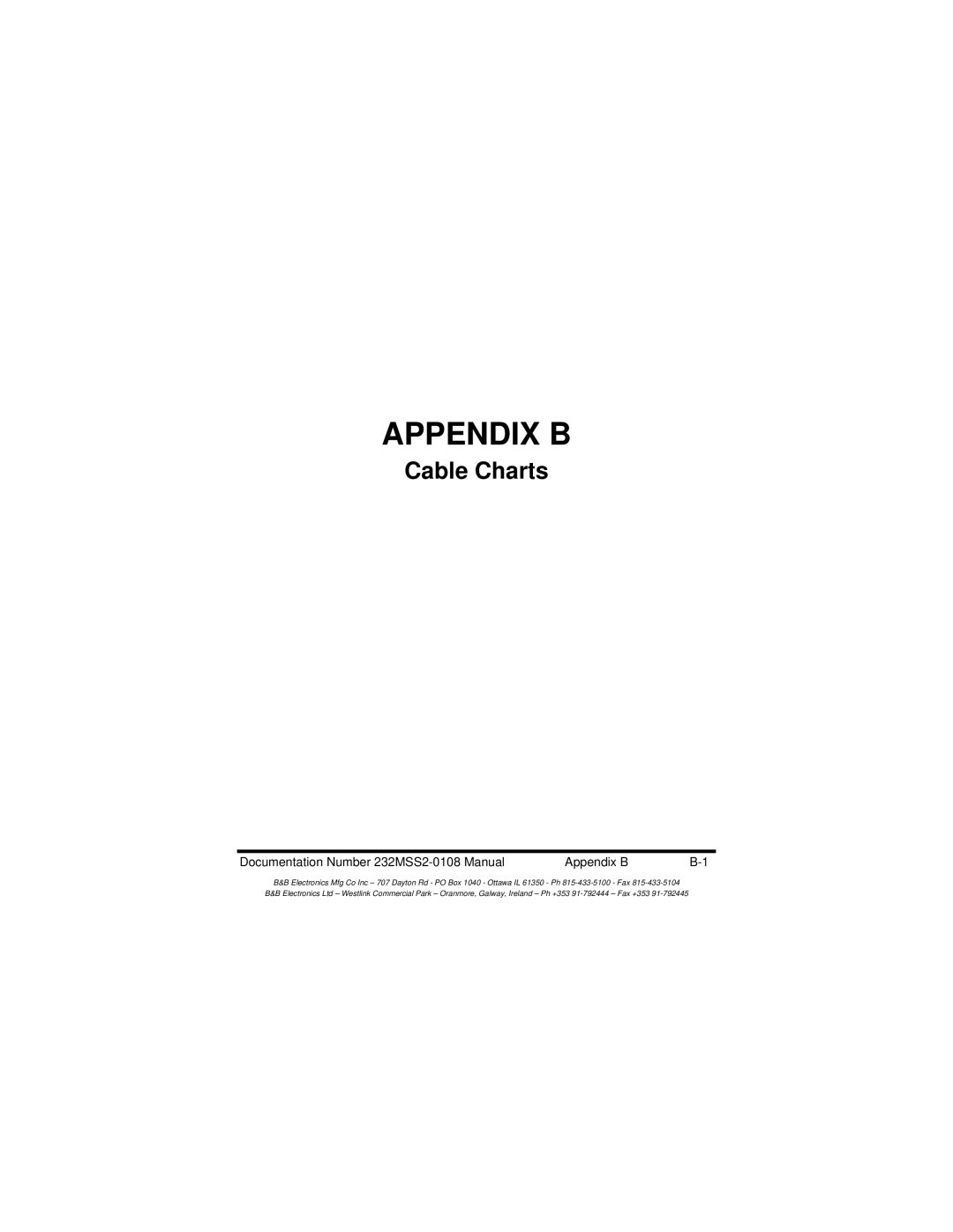 B&B Electronics 232MSS2 manual Appendix B 