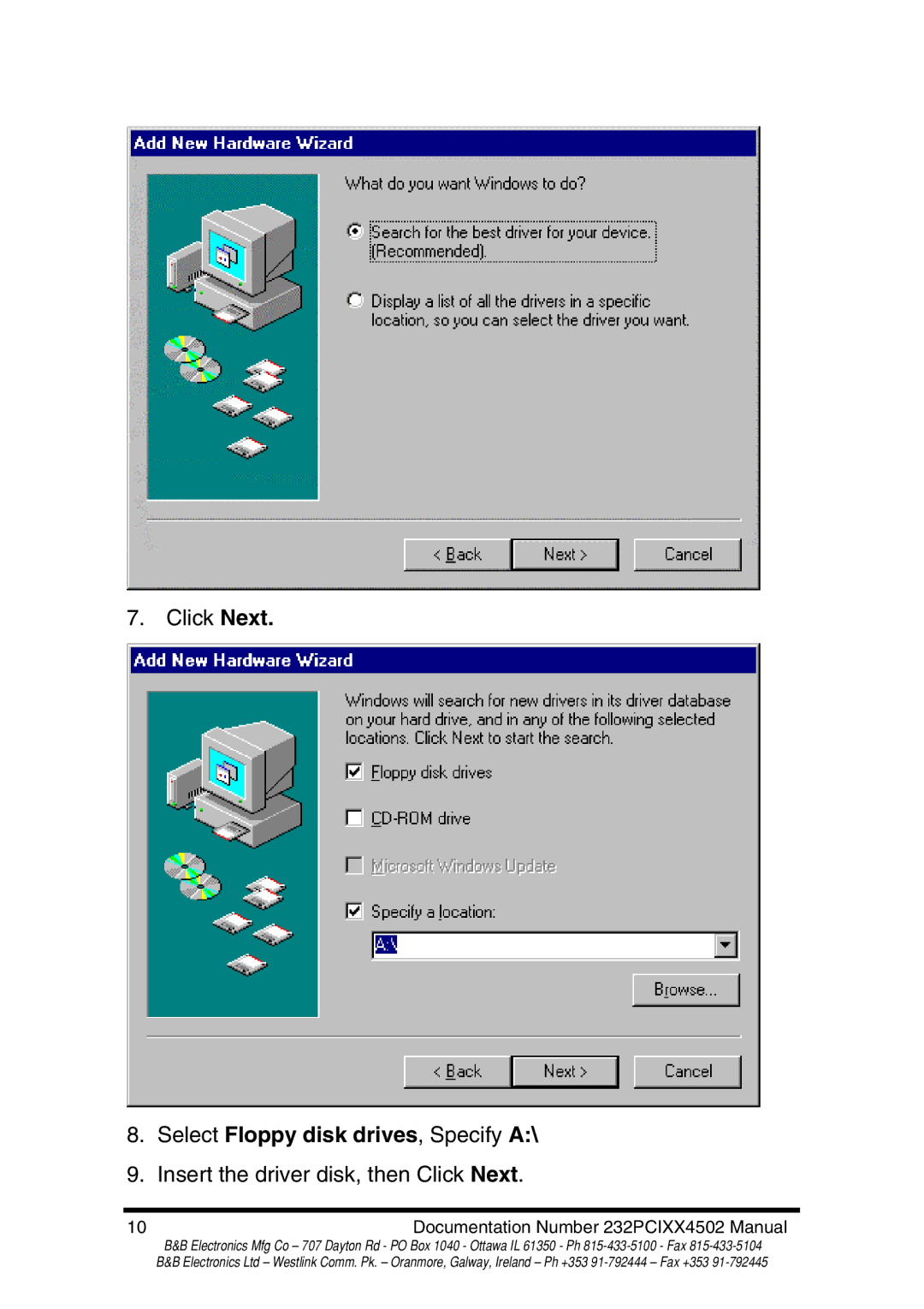 B&B Electronics 232PCI2B, 232PCI2A, 232PCI1B, 232PCI1A manual Select Floppy disk drives, Specify A 