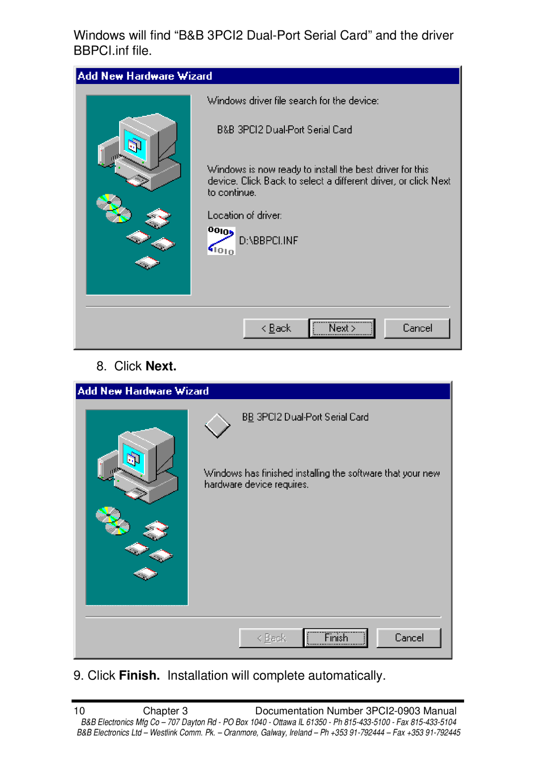 B&B Electronics manual Chapter Documentation Number 3PCI2-0903 Manual 