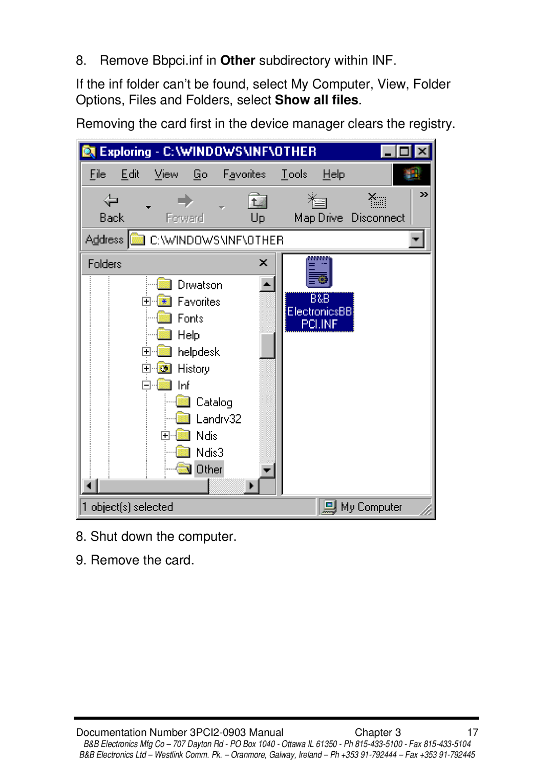 B&B Electronics manual Documentation Number 3PCI2-0903 Manual Chapter 