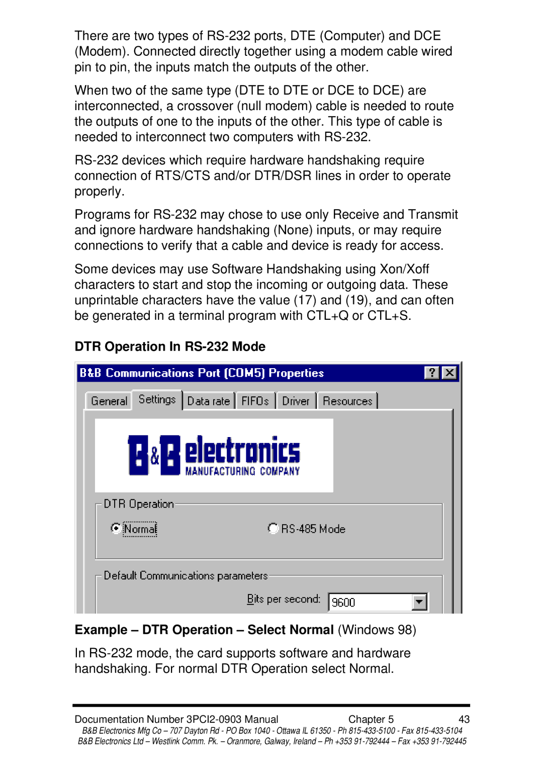 B&B Electronics manual Documentation Number 3PCI2-0903 Manual Chapter 