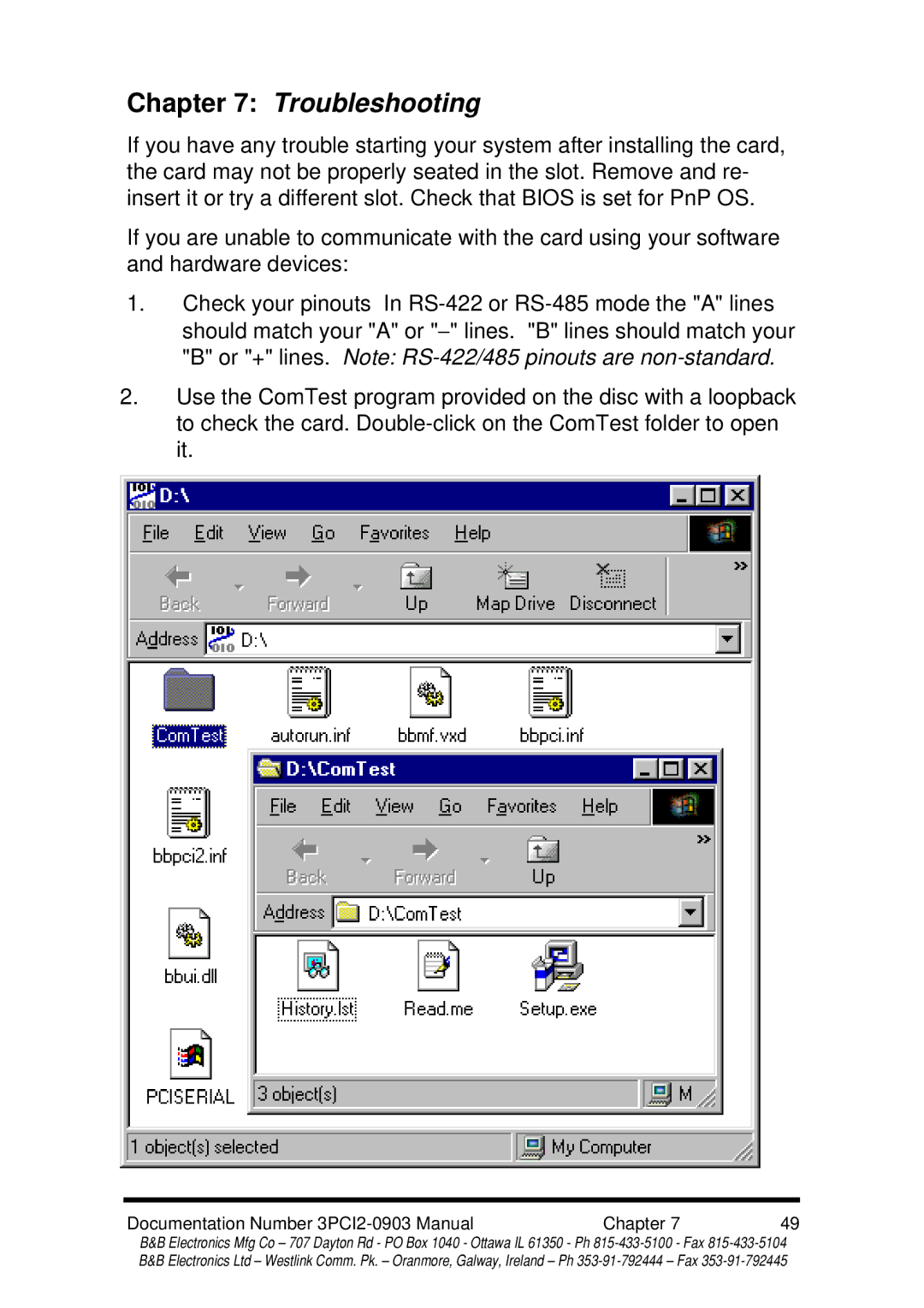 B&B Electronics 3PCI2 manual Troubleshooting 