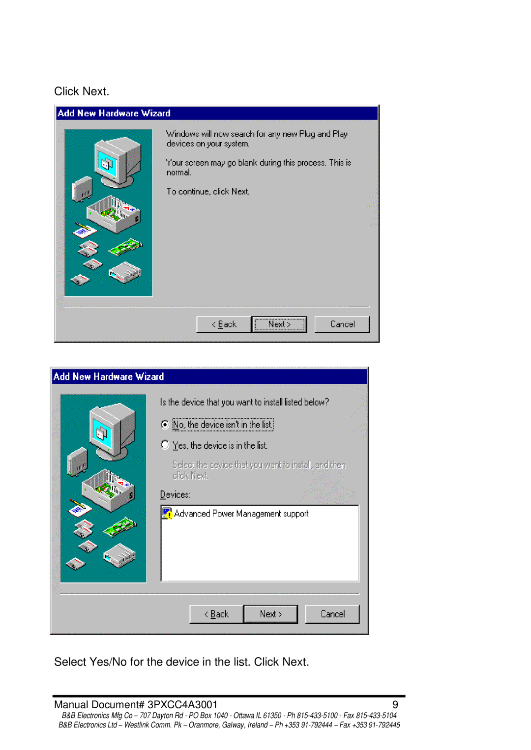 B&B Electronics manual Manual Document# 3PXCC4A3001 