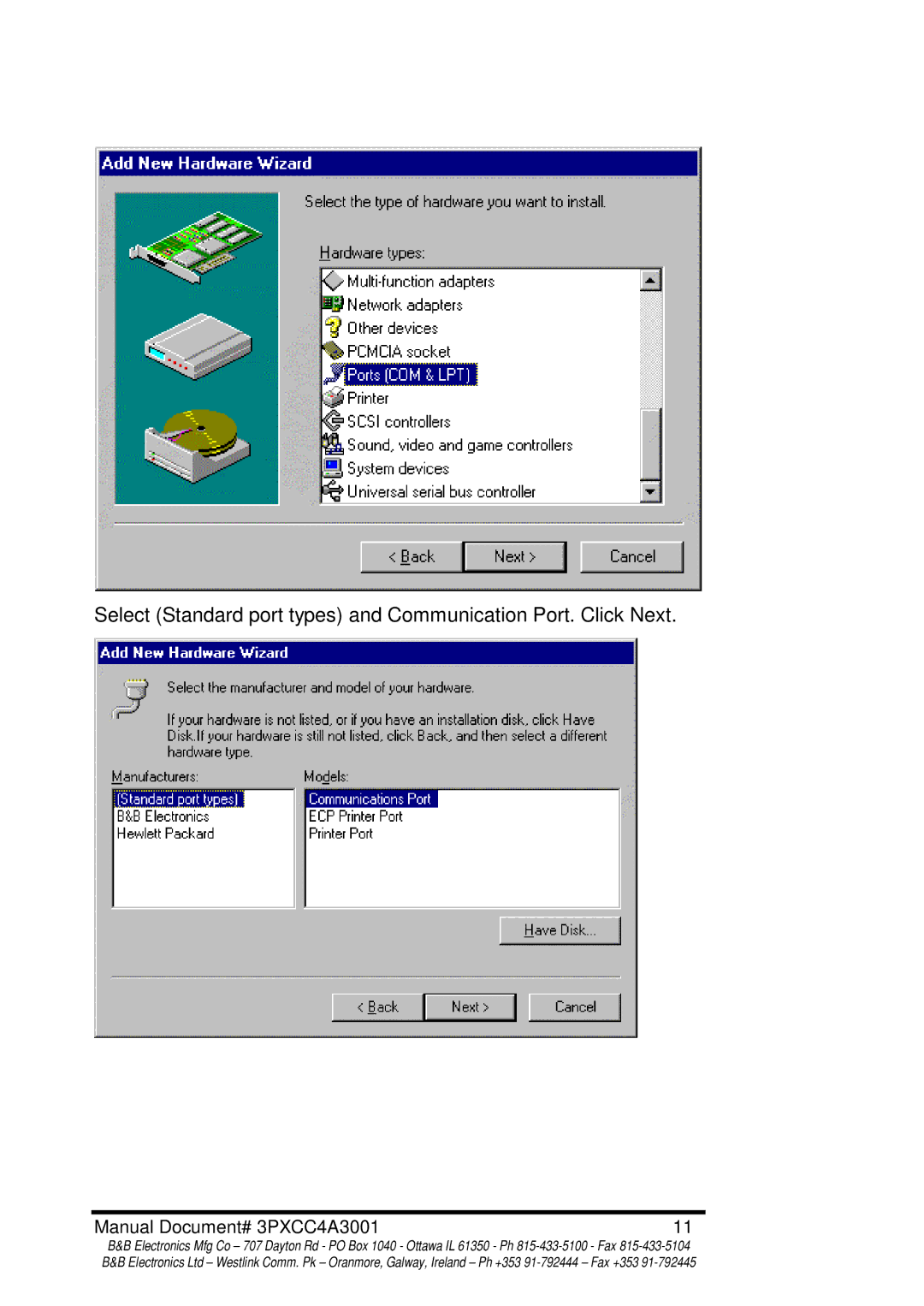 B&B Electronics manual Manual Document# 3PXCC4A3001 