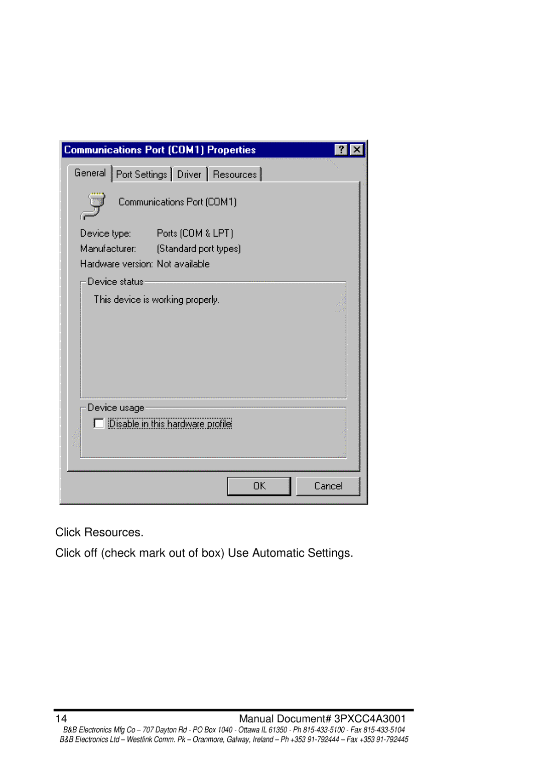 B&B Electronics manual Manual Document# 3PXCC4A3001 