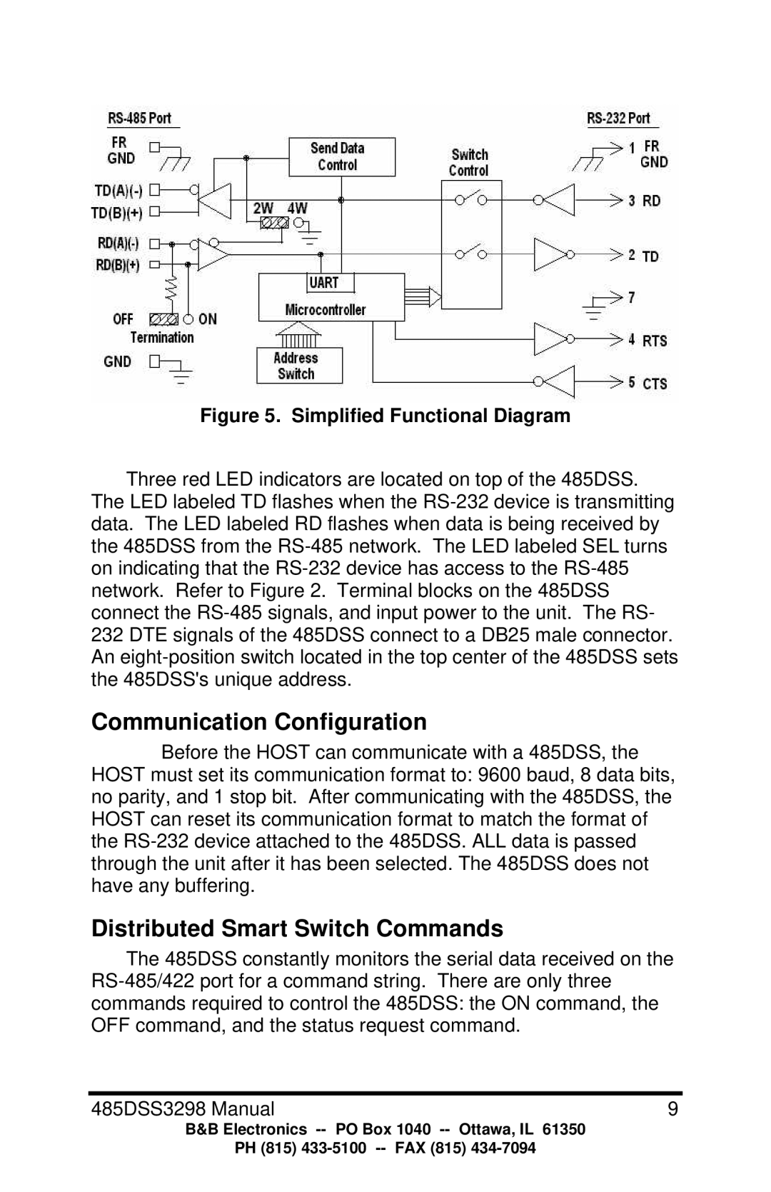 B&B Electronics 485DSS manual Communication Configuration, Distributed Smart Switch Commands 