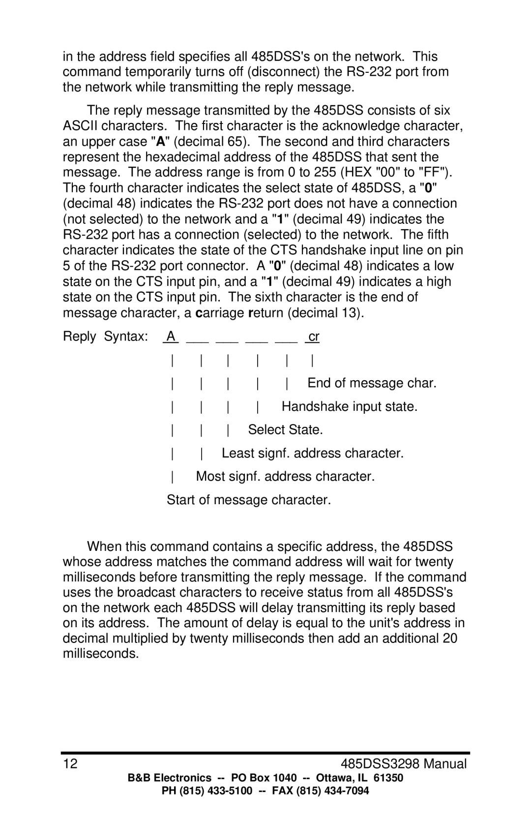 B&B Electronics 485DSS manual Select State 