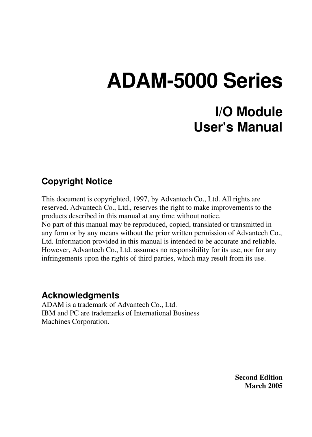 B&B Electronics user manual ADAM-5000 Series 