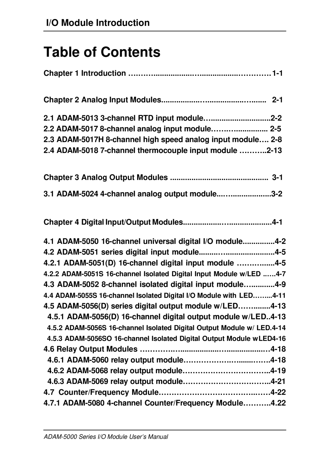 B&B Electronics 5000 Series user manual Table of Contents 