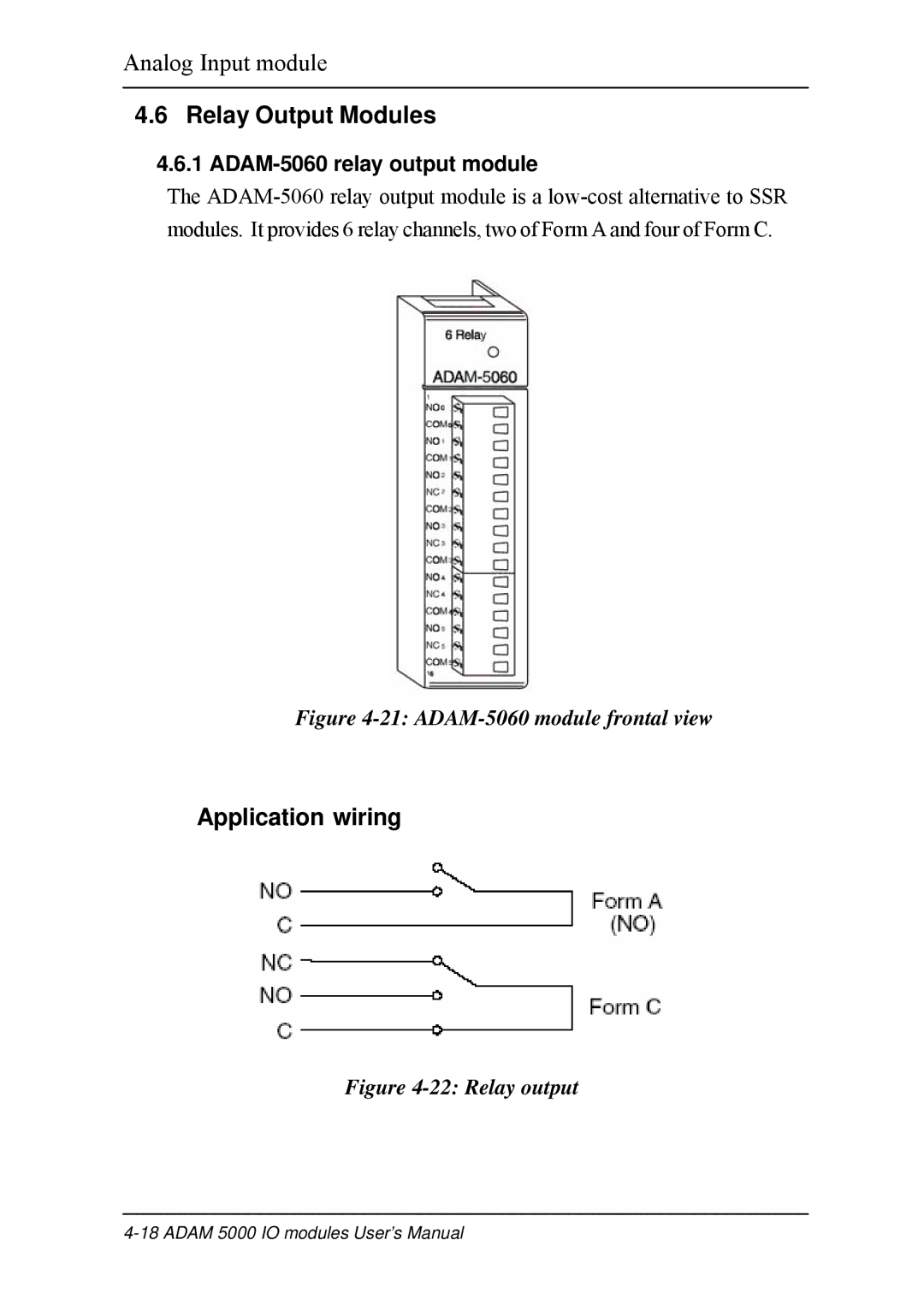 B&B Electronics 5000 Series user manual Relay Output Modules, ADAM-5060 relay output module 