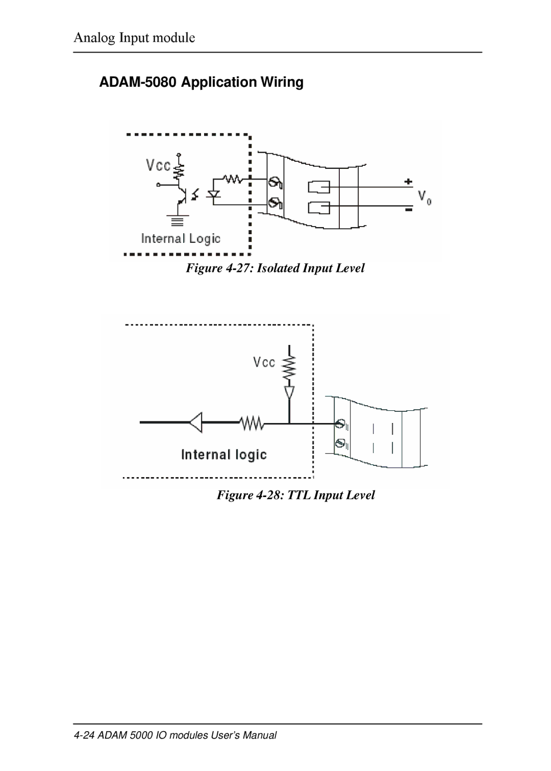 B&B Electronics 5000 Series user manual ADAM-5080 Application Wiring, Isolated Input Level 