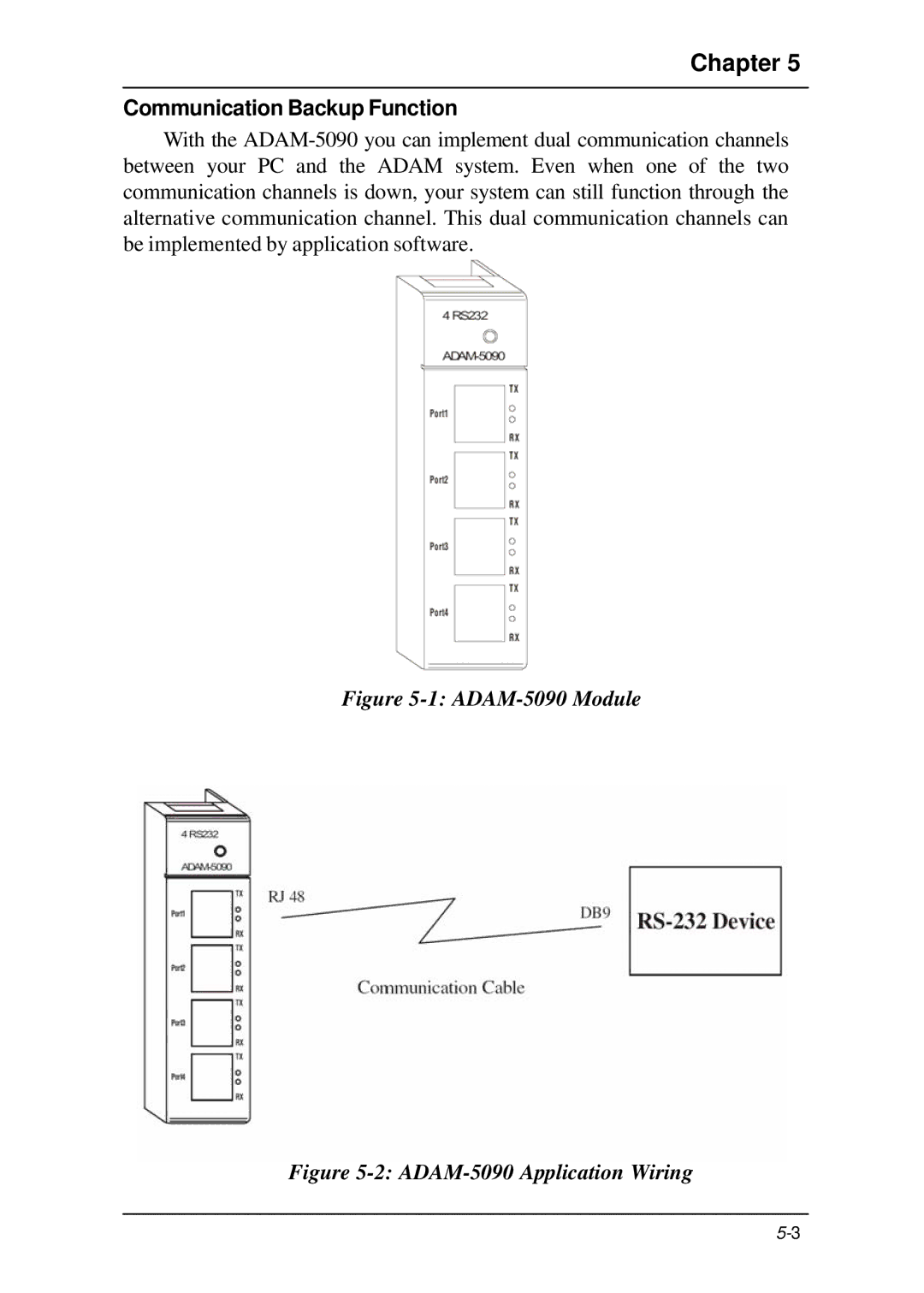 B&B Electronics 5000 Series user manual Communication Backup Function, ADAM-5090 Module 