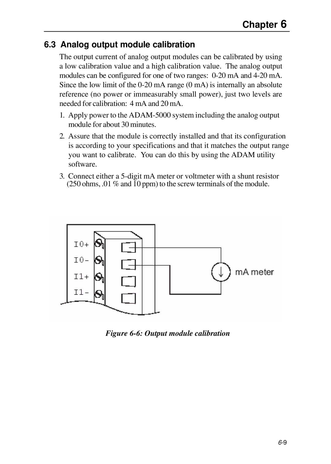 B&B Electronics 5000 Series user manual Analog output module calibration, Output module calibration 