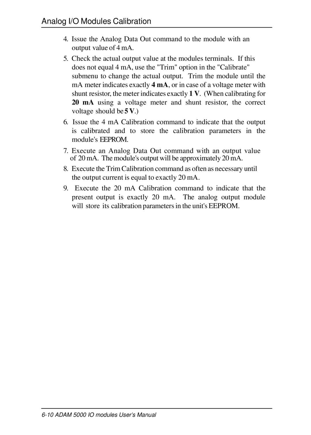 B&B Electronics 5000 Series user manual Analog I/O Modules Calibration 