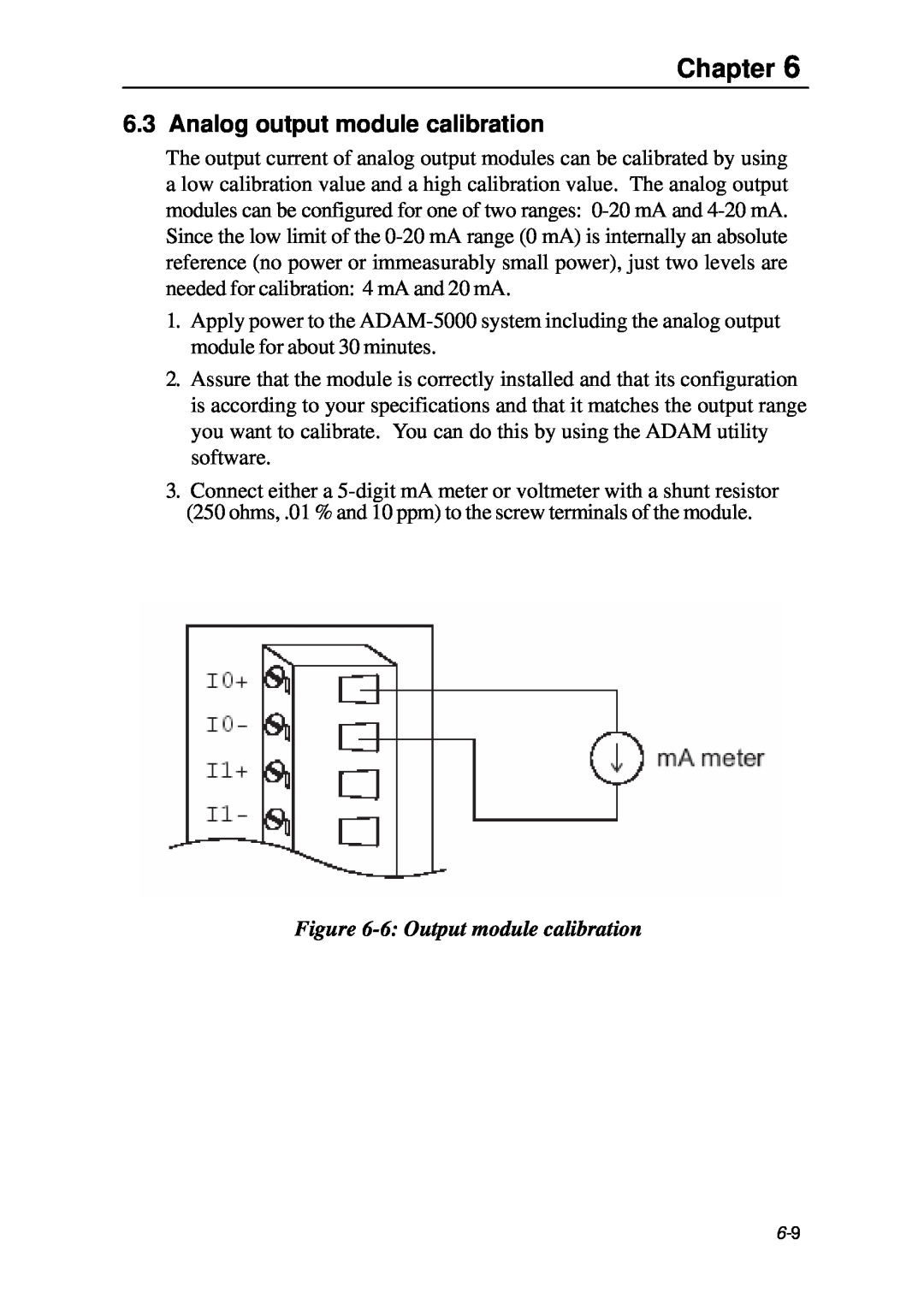 B&B Electronics 5000 Series user manual Analog output module calibration, 6 Output module calibration, Chapter 