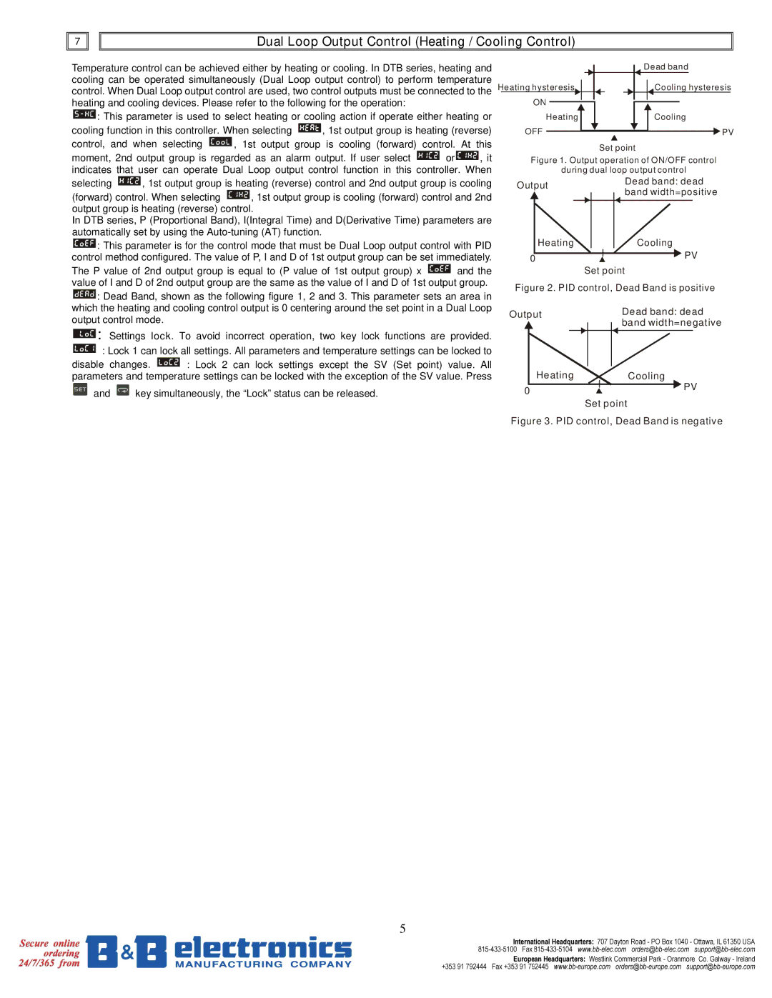 B&B Electronics DTB Series user manual Dual Loop Output Control Heating / Cooling Control 