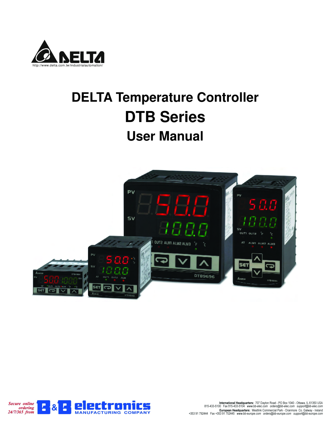 B&B Electronics DTB Series user manual DELTA Temperature Controller, User Manual 