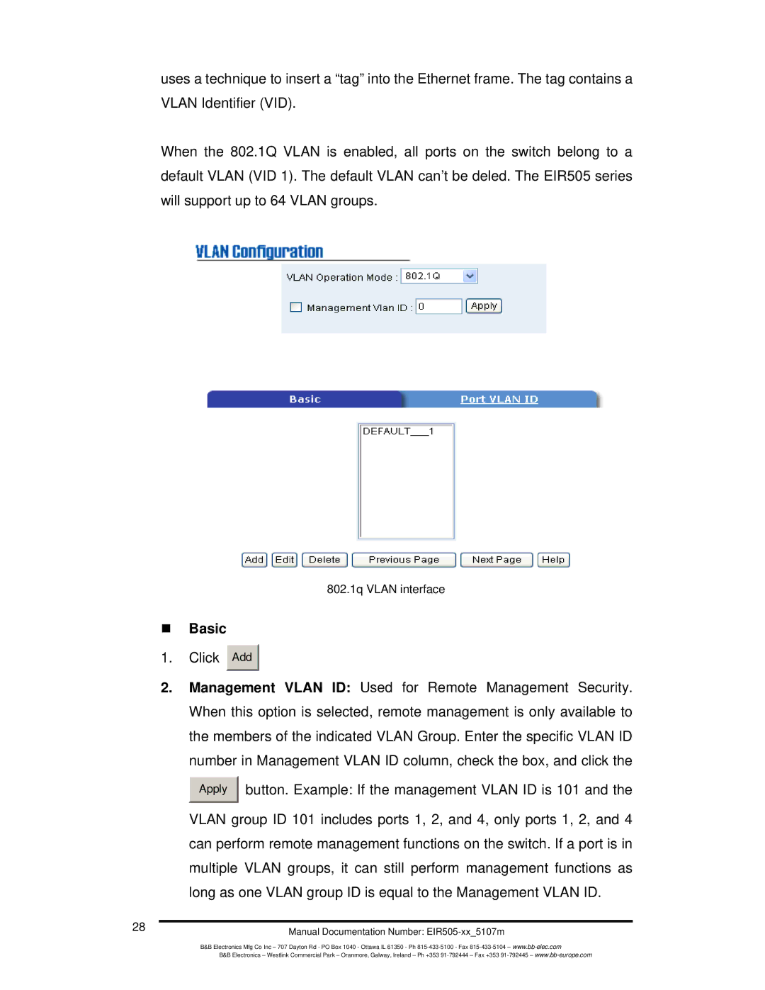 B&B Electronics EIR505-XX manual „ Basic 