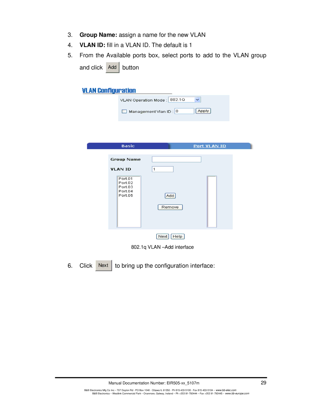 B&B Electronics EIR505-XX manual Click Next to bring up the configuration interface 