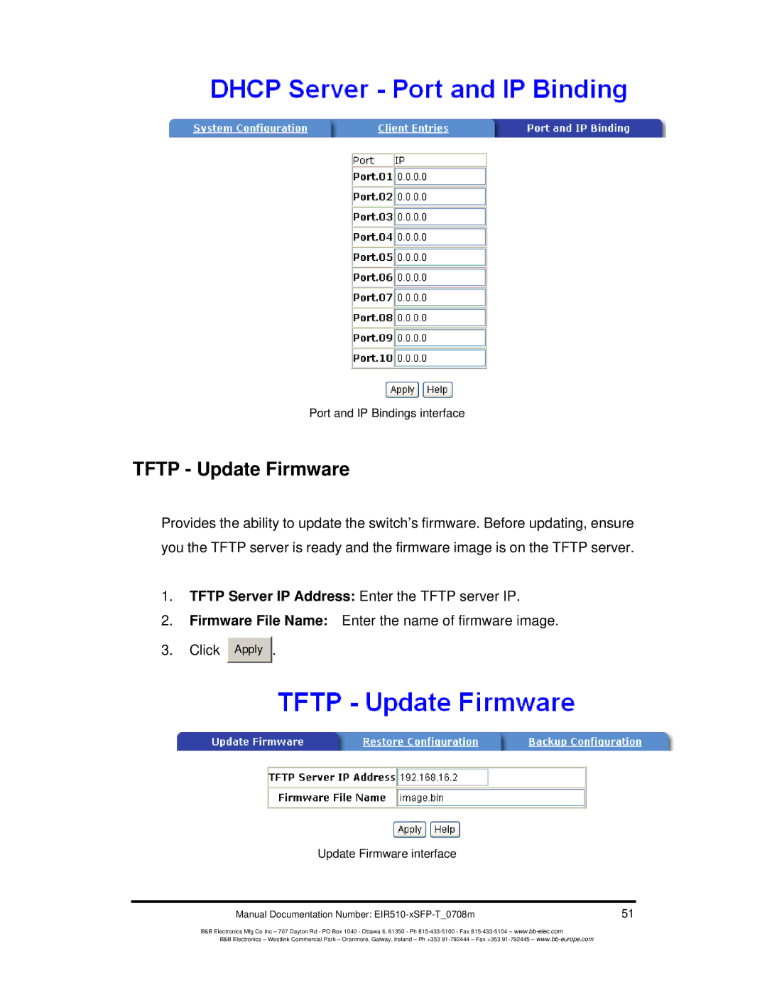 B&B Electronics EIR510-2SC-T, EIR510-2MT-T, EIR510-2MC-T manual Tftp Update Firmware 