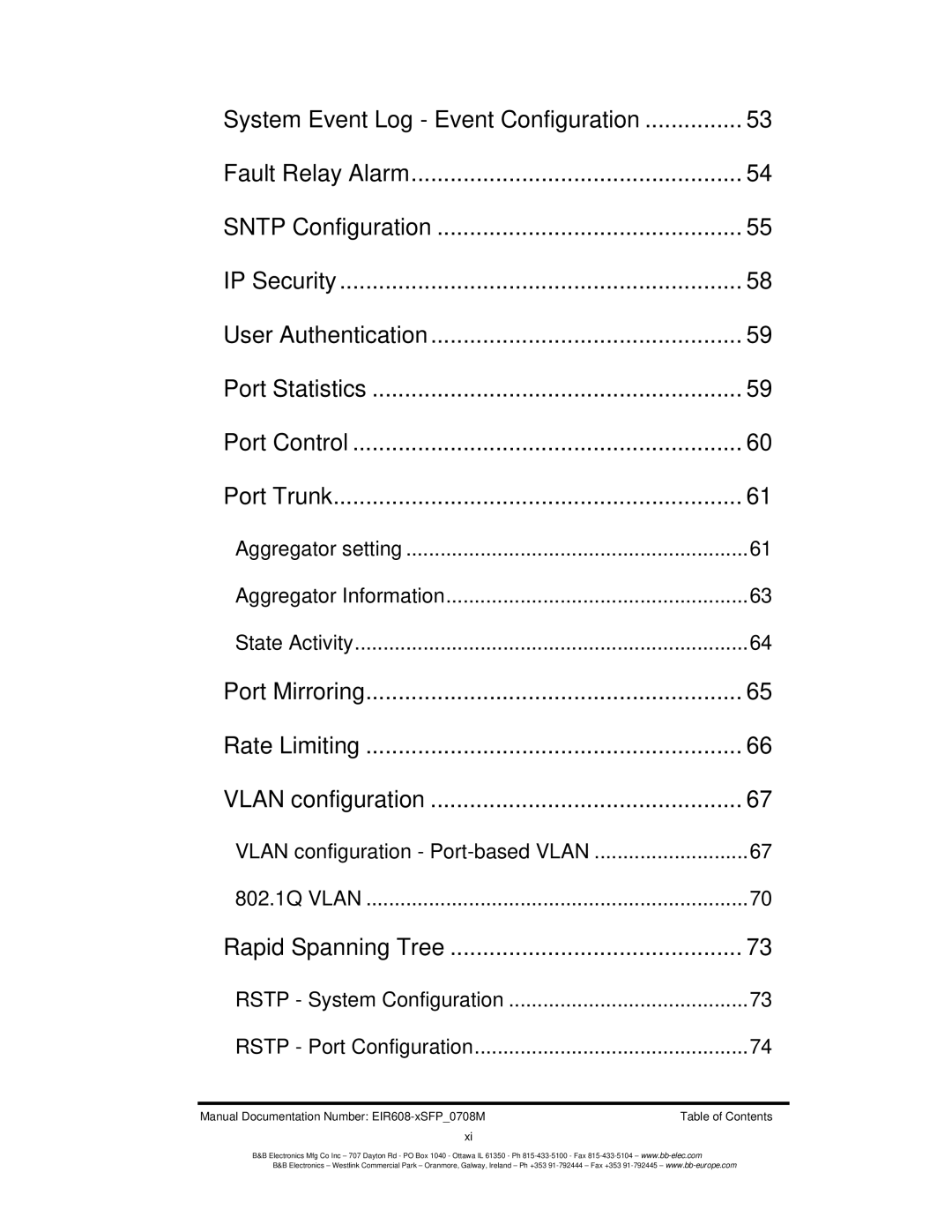 B&B Electronics EIR608-xSFP manual System Event Log Event Configuration 