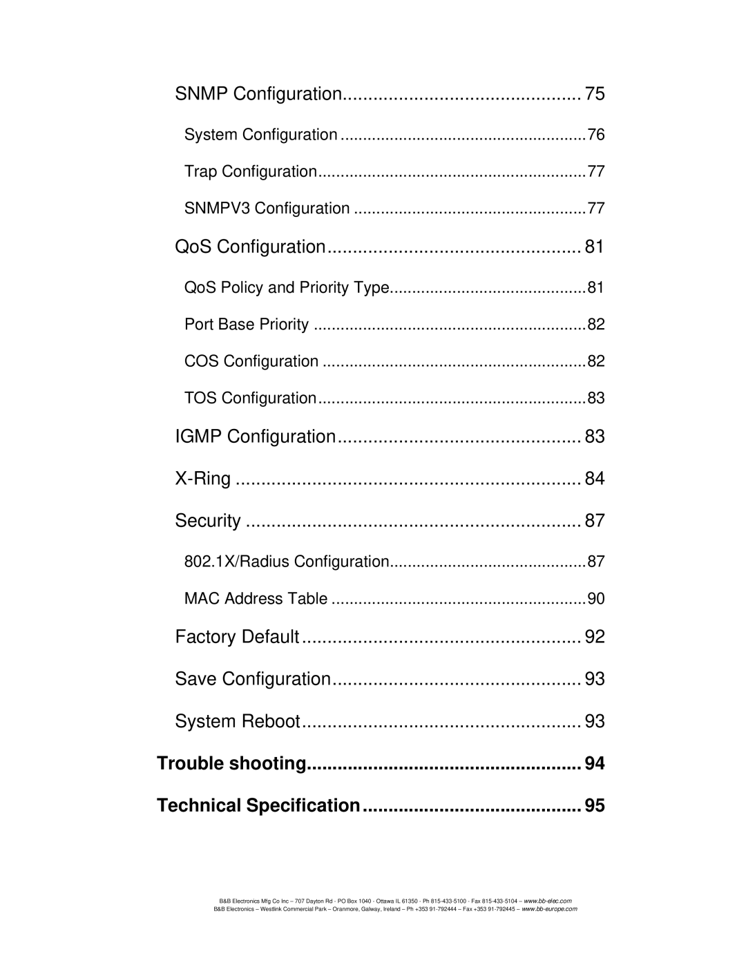 B&B Electronics EIR608-xSFP manual Snmp Configuration 