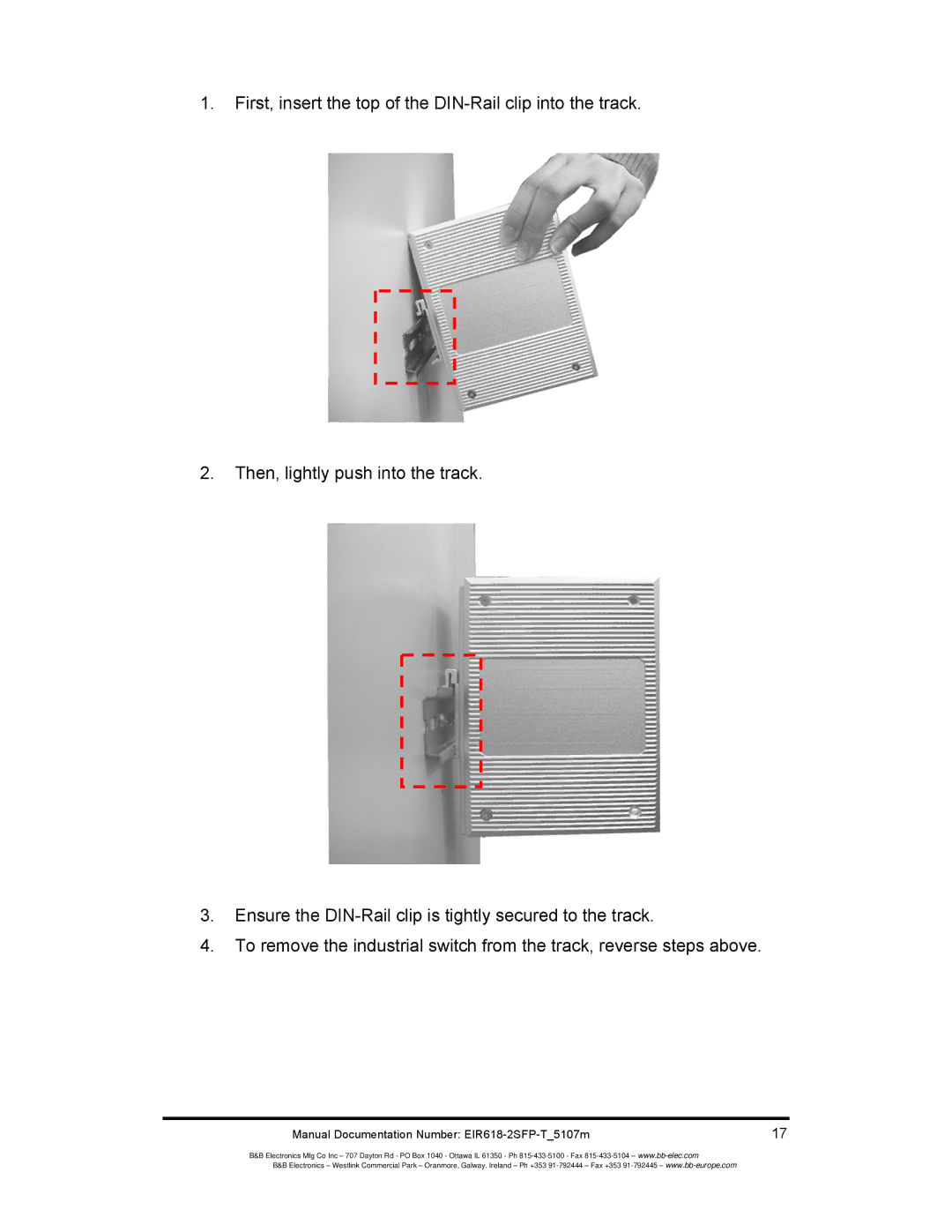 B&B Electronics manual Manual Documentation Number EIR618-2SFP-T5107m 