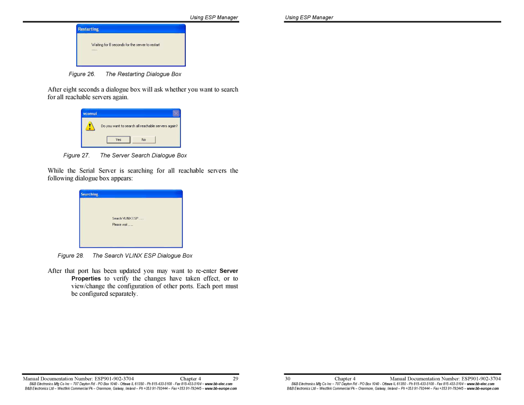 B&B Electronics ESP902E, ESP901E manual Restarting Dialogue Box 