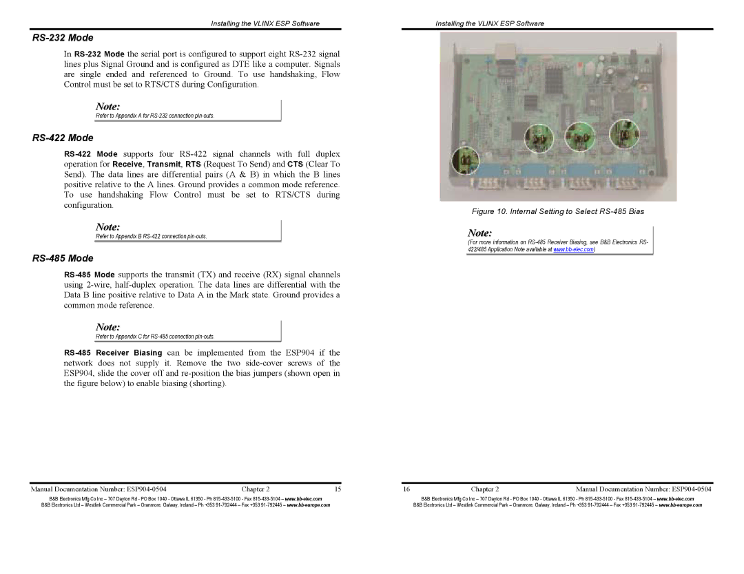 B&B Electronics ESP904E manual RS-232 Mode, RS-422 Mode, RS-485 Mode 