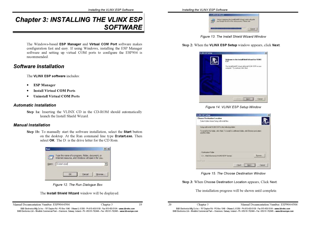 B&B Electronics ESP904E manual Installing the Vlinx ESP Software, Software Installation, Automatic Installation 