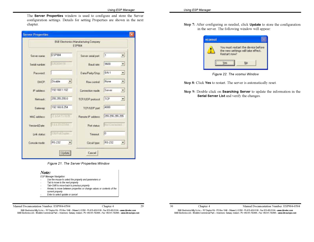 B&B Electronics ESP904E manual Vcomui Window 