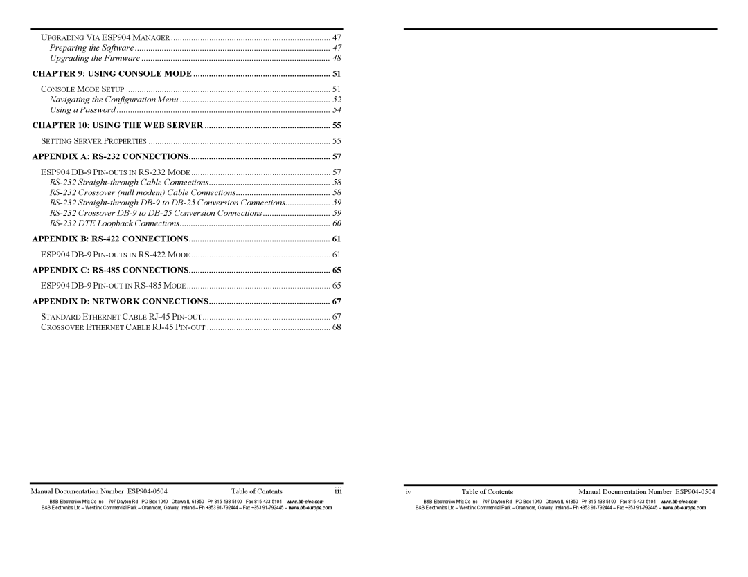 B&B Electronics ESP904E manual Using Console Mode 