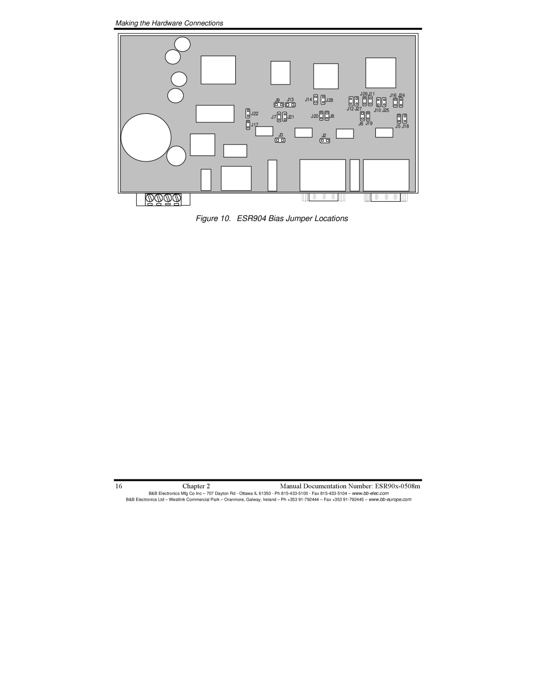 B&B Electronics ESR902, ESR901 manual ESR904 Bias Jumper Locations 