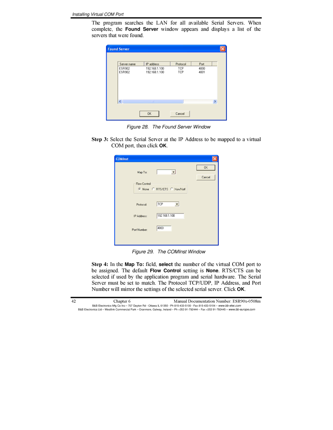 B&B Electronics ESR901, ESR904, ESR902 manual Found Server Window 