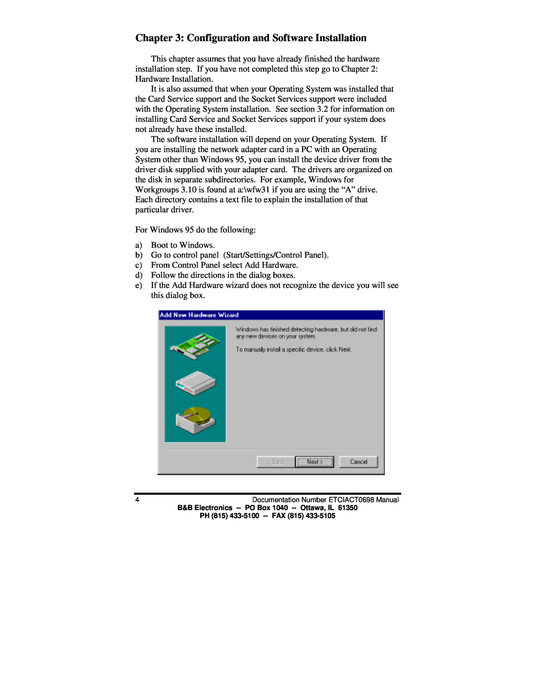B&B Electronics ETCIACT manual Configuration and Software Installation 