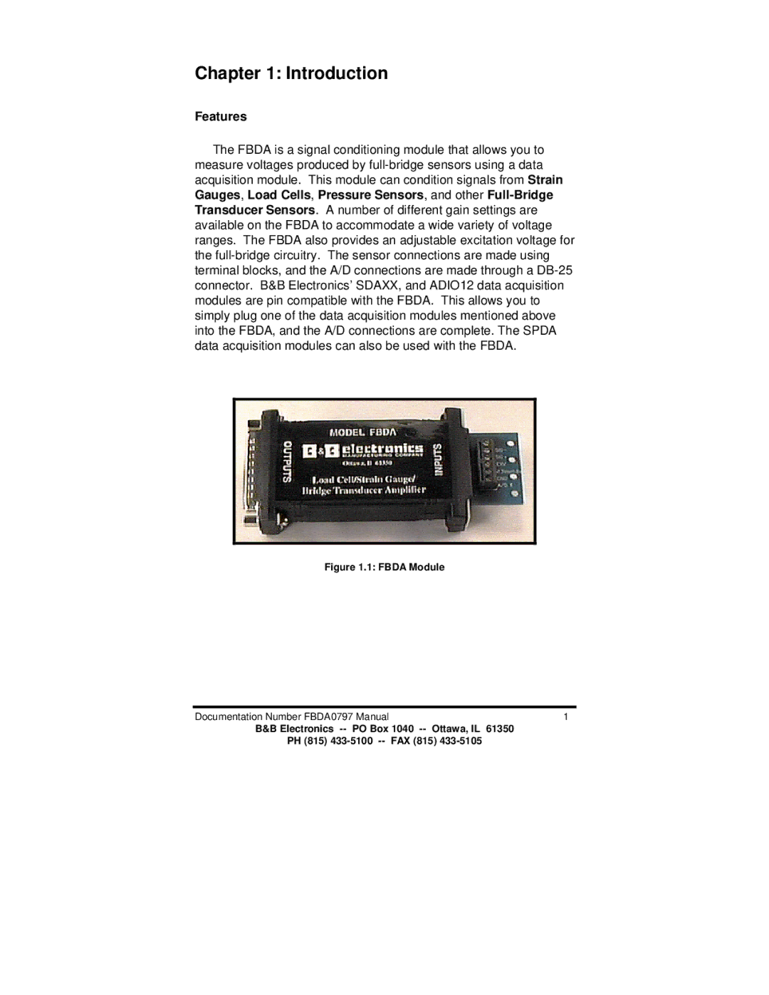B&B Electronics FBDA manual Introduction, Features 