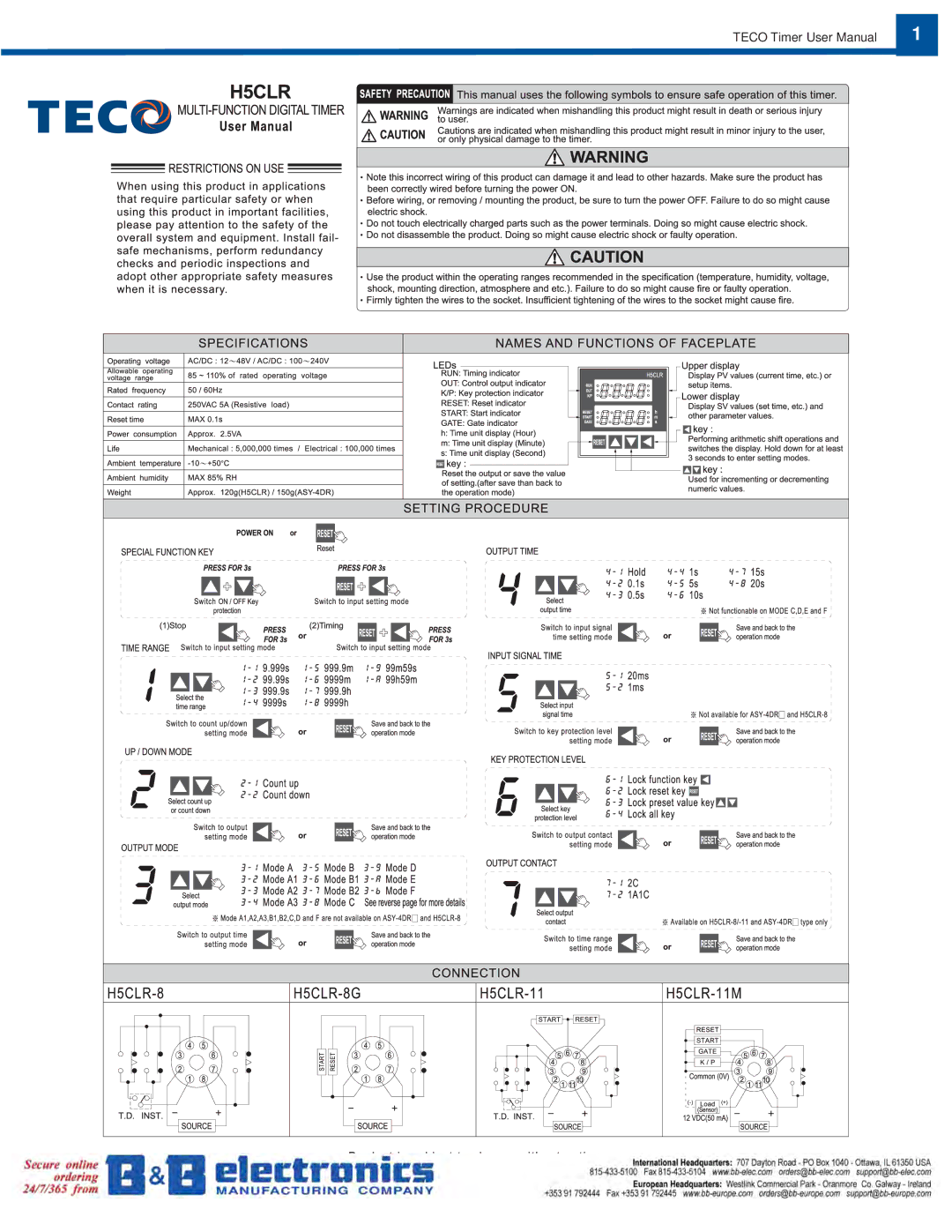 B&B Electronics H5CLR user manual 800.972.0436 