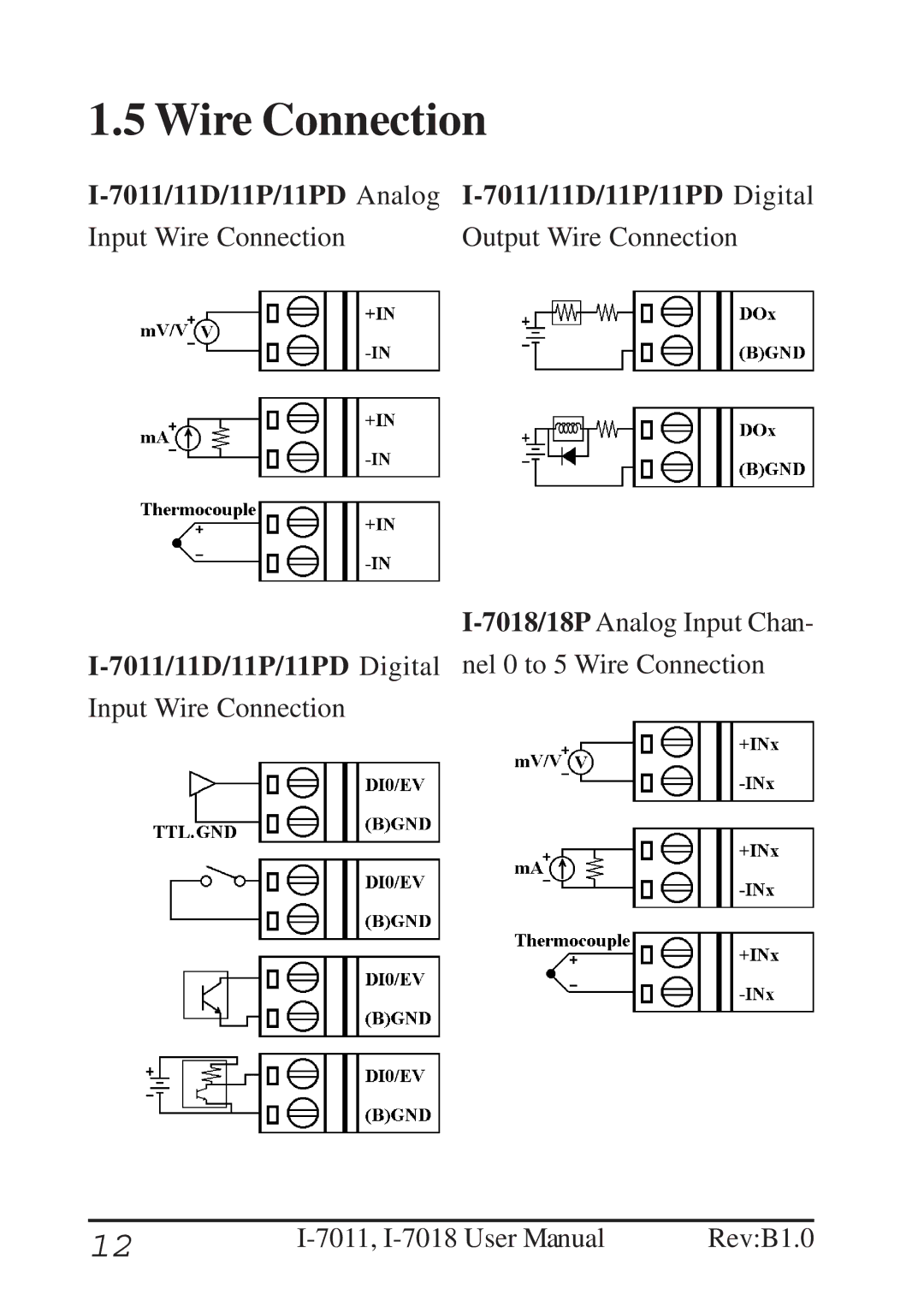 B&B Electronics I-7011 user manual Wire Connection 