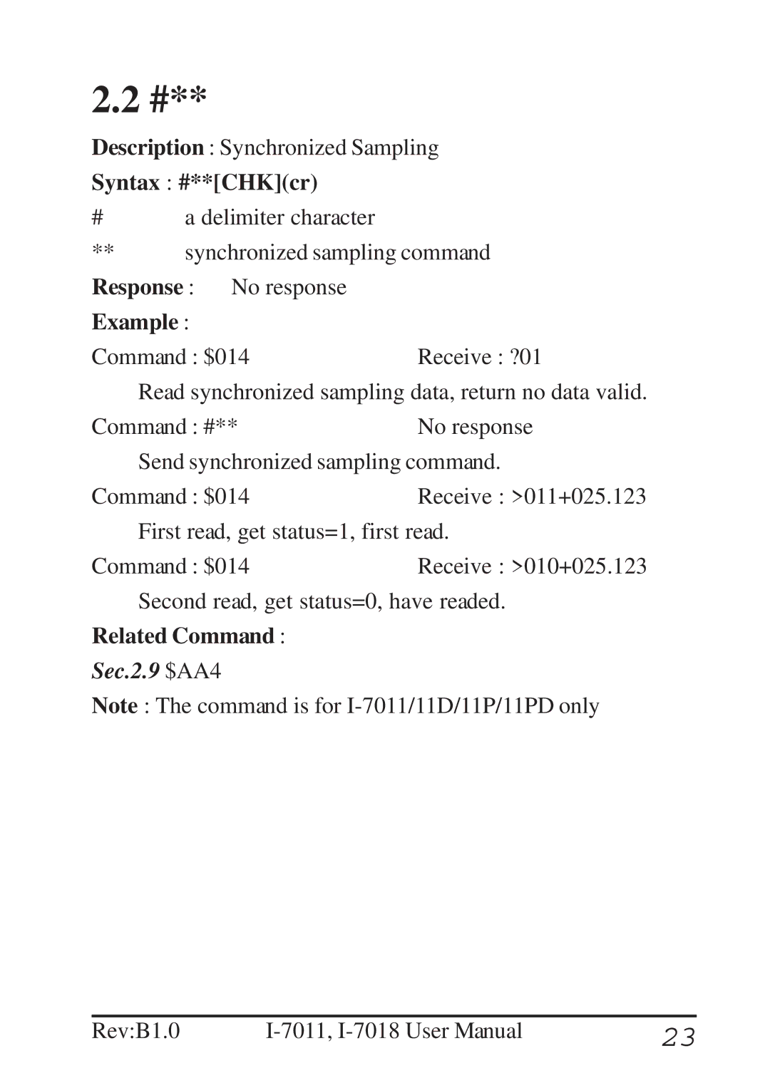 B&B Electronics I-7011 user manual Syntax #**CHKcr, Example 