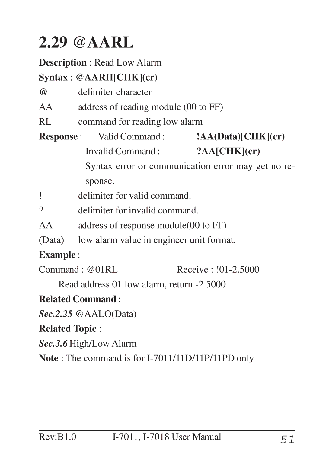 B&B Electronics I-7011 user manual 29 @AARL 