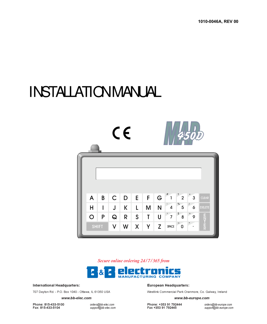 B&B Electronics MAP450D installation manual Installation Manual 