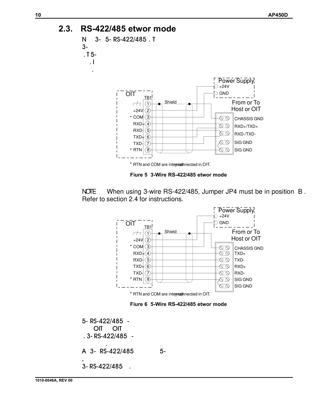 B&B Electronics MAP450D installation manual RS-422/485 Network mode, Oit 