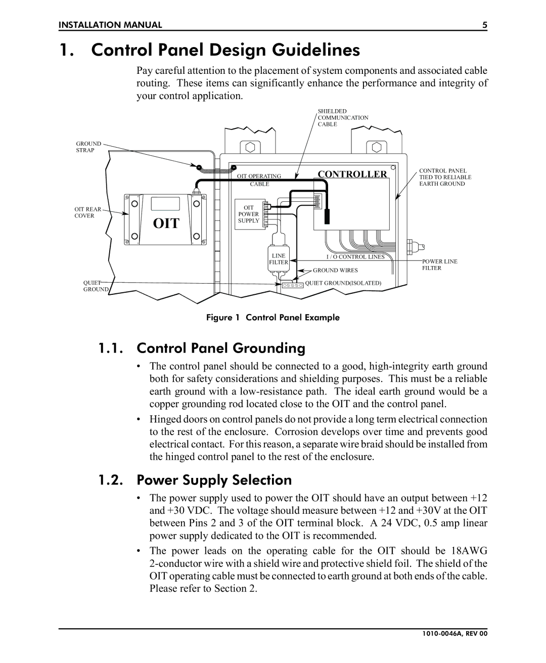 B&B Electronics MAP450D Control Panel Design Guidelines, Control Panel Grounding, Power Supply Selection 