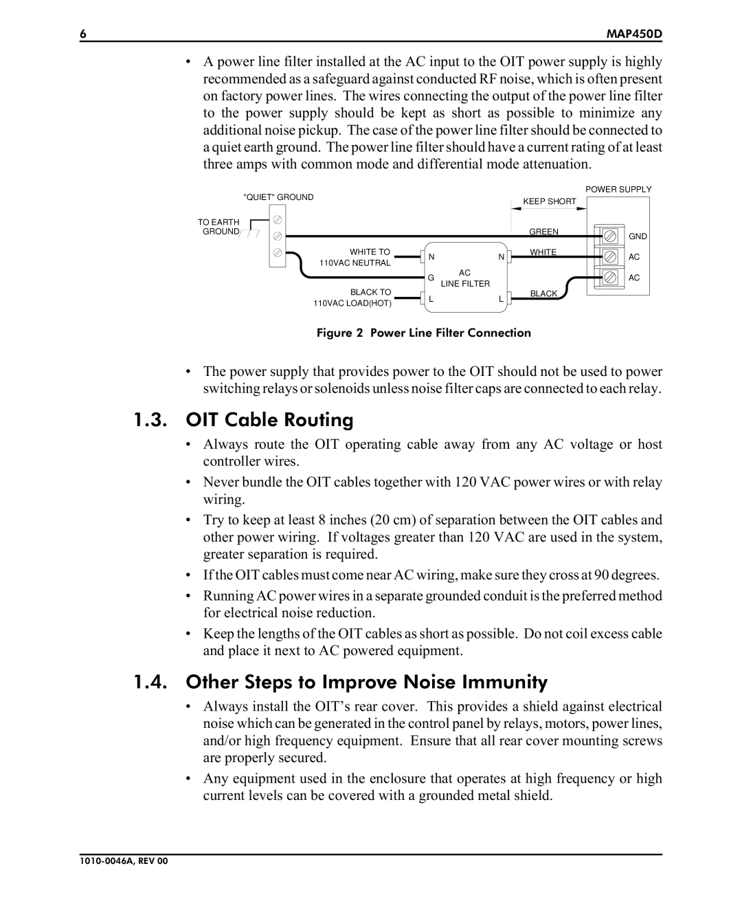 B&B Electronics MAP450D installation manual OIT Cable Routing, Other Steps to Improve Noise Immunity 