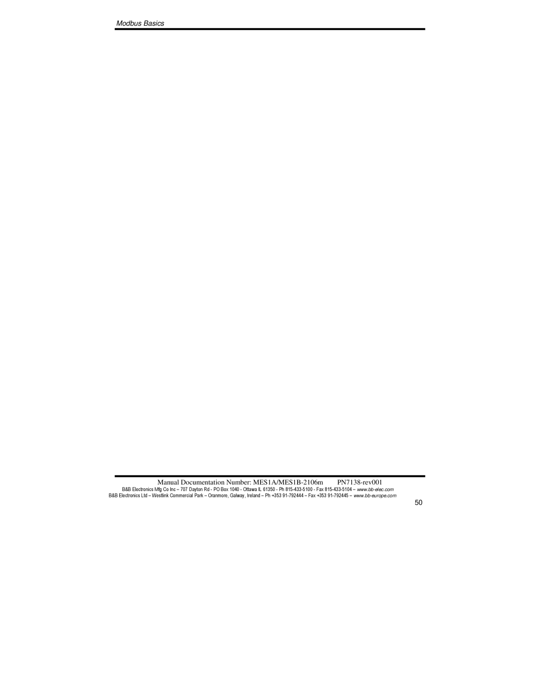 B&B Electronics MES1B, MES1A manual Modbus Basics 