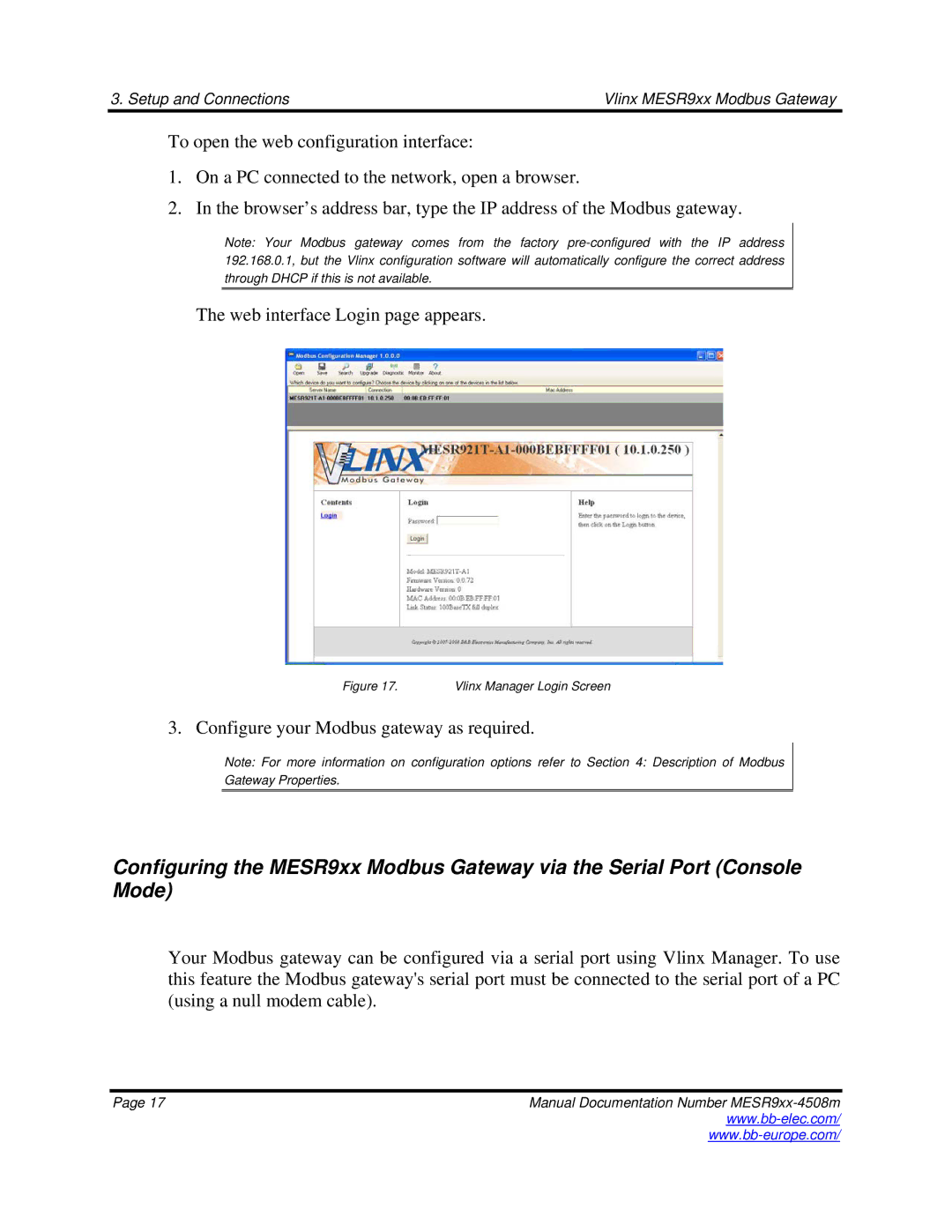 B&B Electronics MESR9xx manual Vlinx Manager Login Screen 